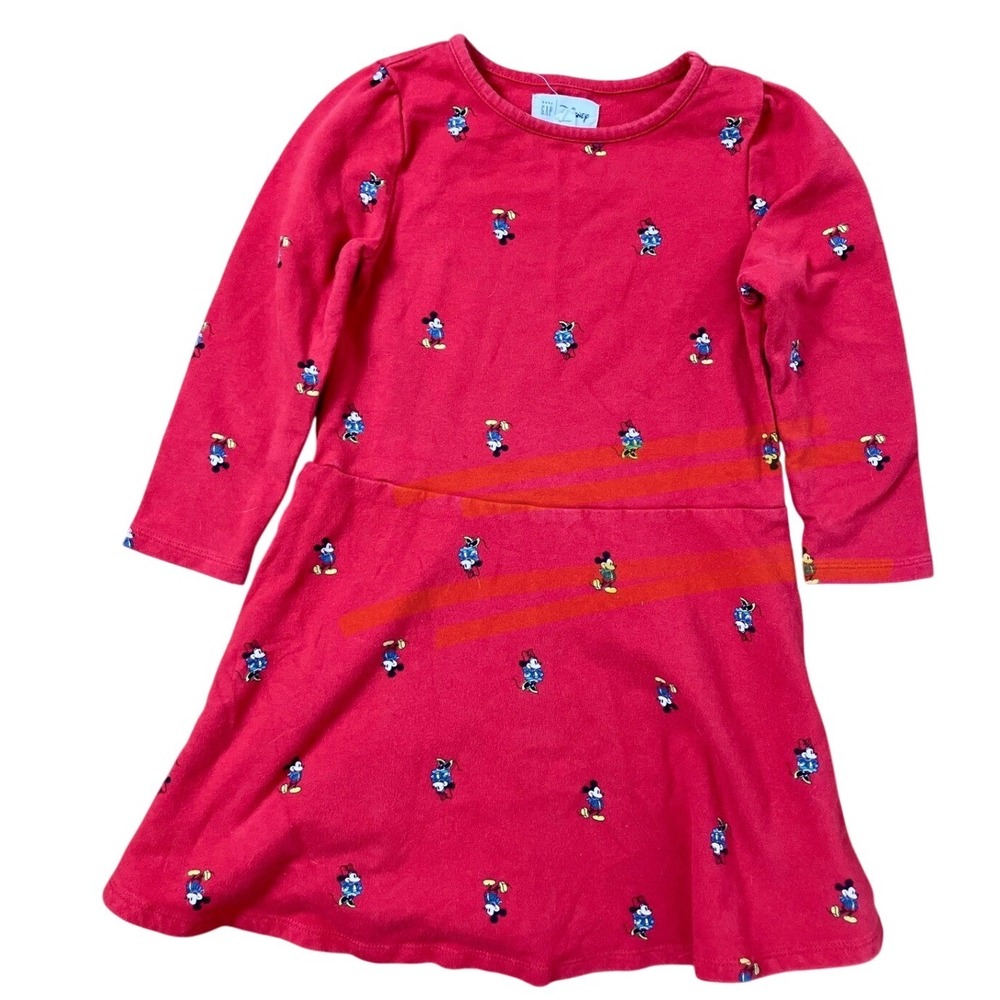 Gap Kids Disney Mickey Mouse Red Long Sleeve Dress Toddler 5 Years
